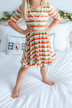 Load image into Gallery viewer, Christmas Stripes Girls Dress with bottoms
