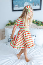 Load image into Gallery viewer, Christmas Stripes Girls Dress with bottoms
