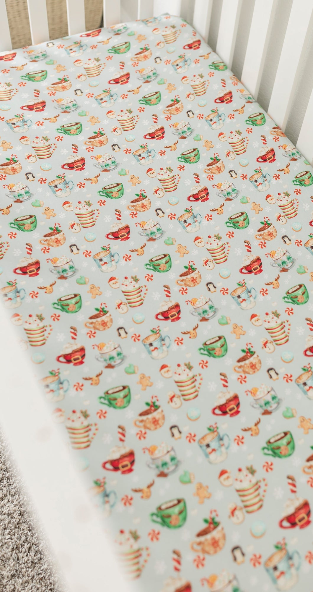 Grey Cocoa Cups Twin Fitted Sheet Plus Pillowcase