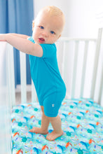 Load image into Gallery viewer, Tidal Teal Shorts Romper
