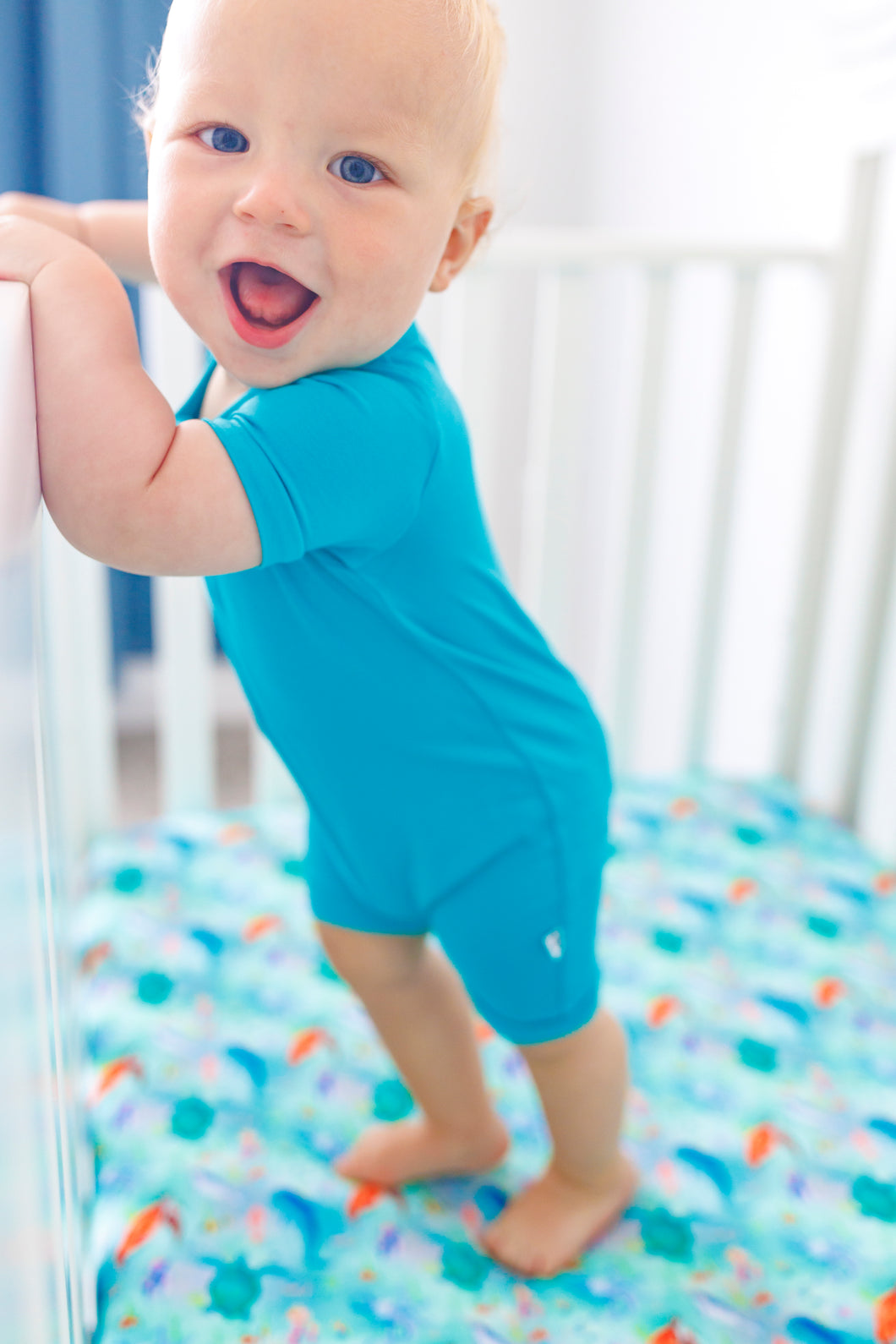 Tidal Teal Shorts Romper