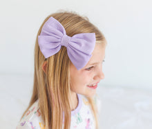 Load image into Gallery viewer, Lavender Lillies Bamboo Alligator Clip Bows
