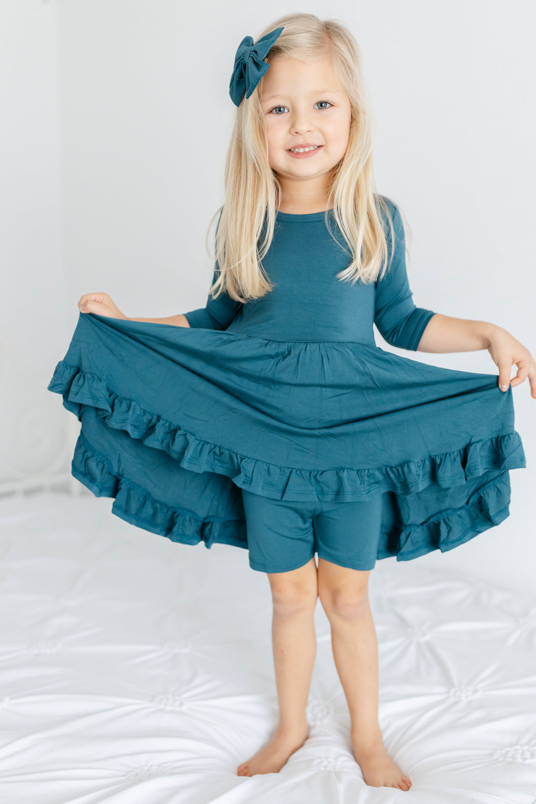 Stormy Sky Girls Dress with bottoms