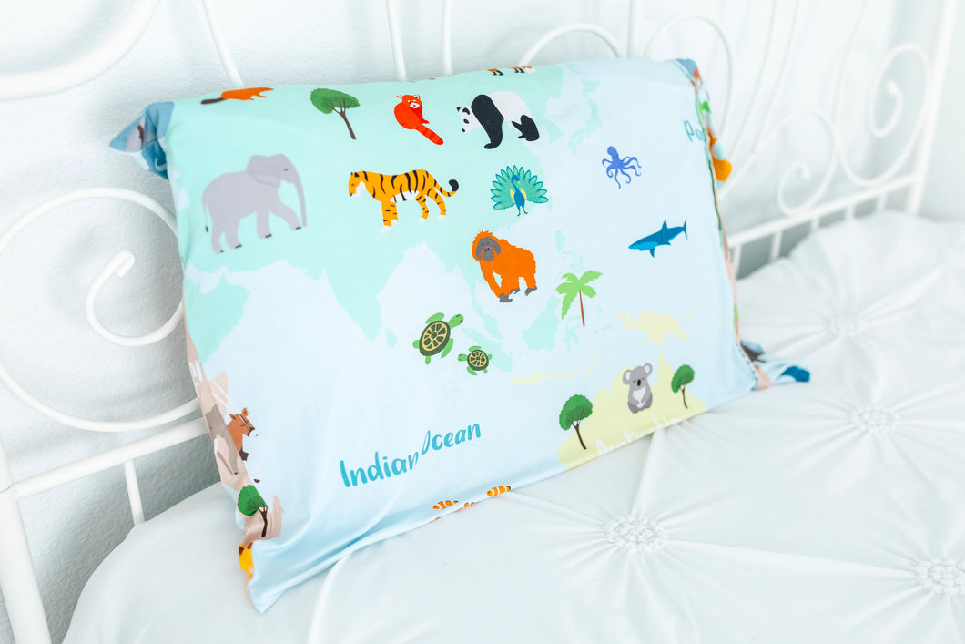 World Map Toddler Size Pillowcase