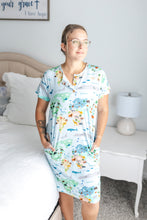 Load image into Gallery viewer, World Map Short Sleeve Women&#39;s nightgown
