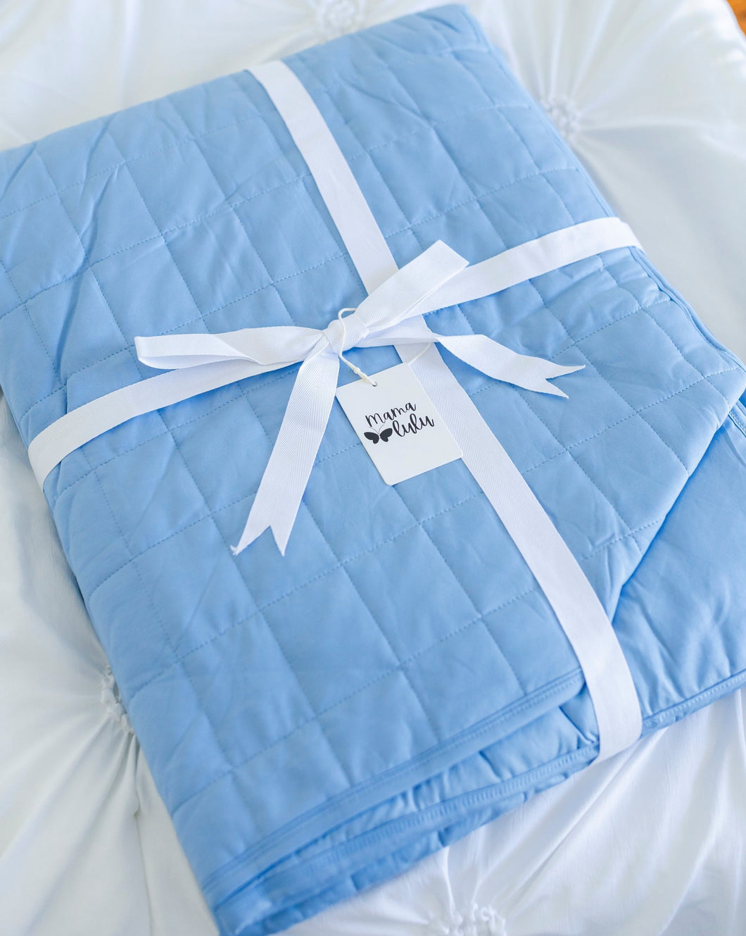 Steele Blue quilted Blanket