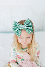 Load image into Gallery viewer, Barnyard Besties Green Plaid Big Bow Headband
