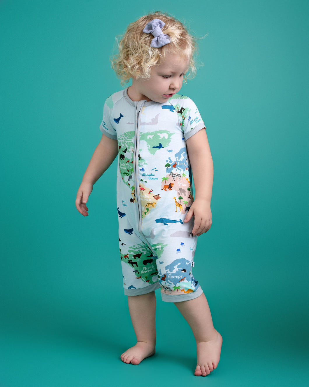 World Map Shorts Romper