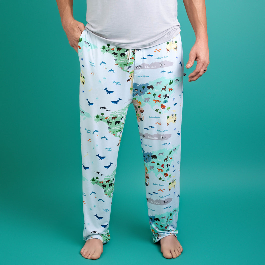 World Map Men's bottom pjs