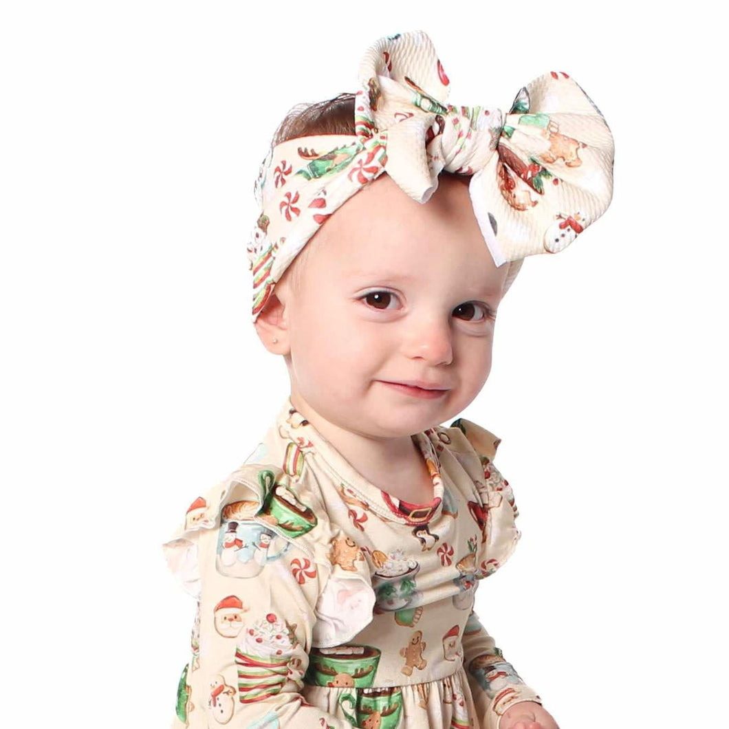 Cream Cocoa Cups Big Bow Headband