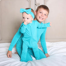 Load image into Gallery viewer, Tidal Teal Long Sleeve Romper
