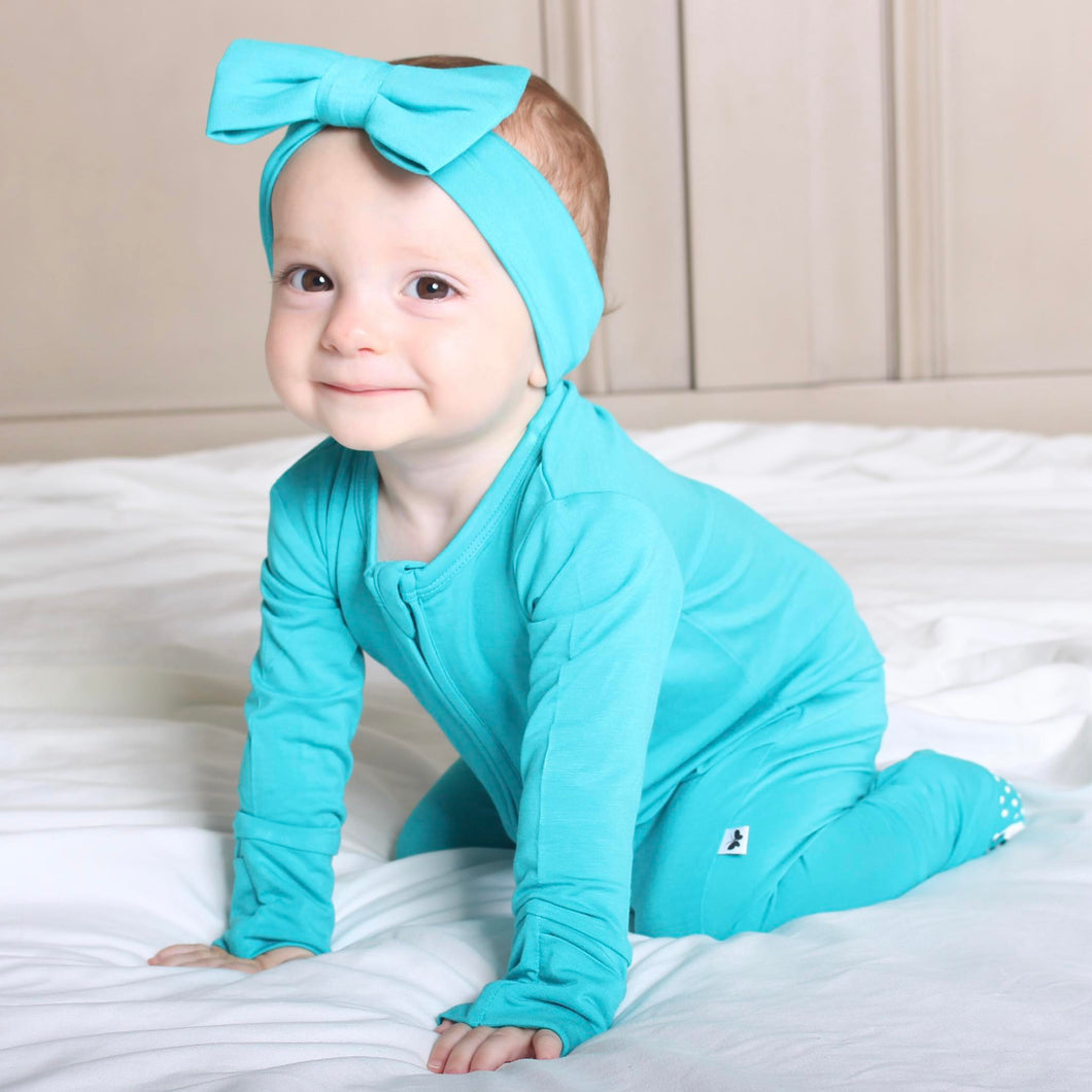 Tidal Teal Long Sleeve Romper