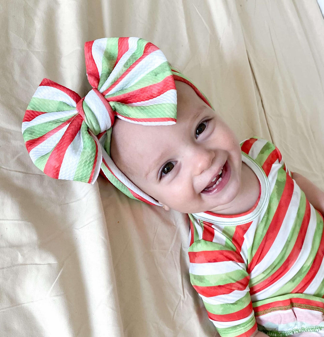 Christmas Stripes Big Bow Headband