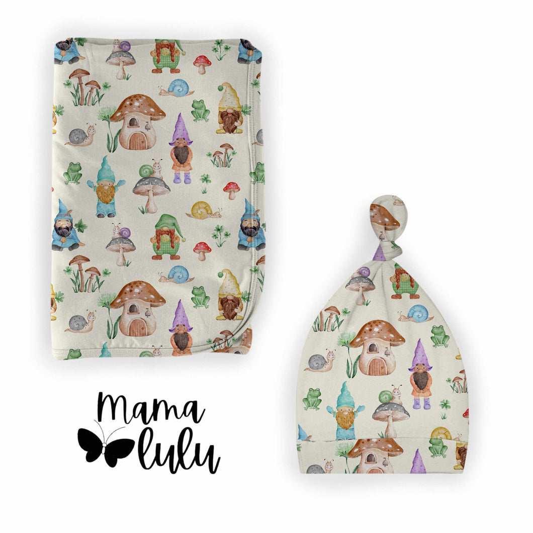 Garden Gnomes Swaddle with Hat