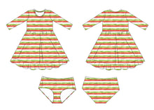 Load image into Gallery viewer, Christmas Stripes Girls Dress with bottoms
