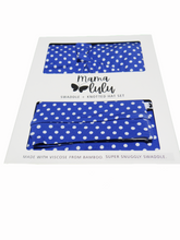 Load image into Gallery viewer, Nursery Rhymes Blue Dots Swaddle
